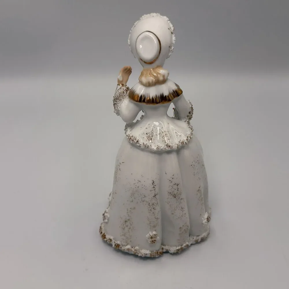Vintage Lefton China Victorian Lady Figurine KW1569 Spaghetti Trim Japan 5.75”